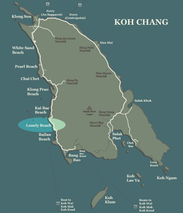 lonely beach map koh chang beaches