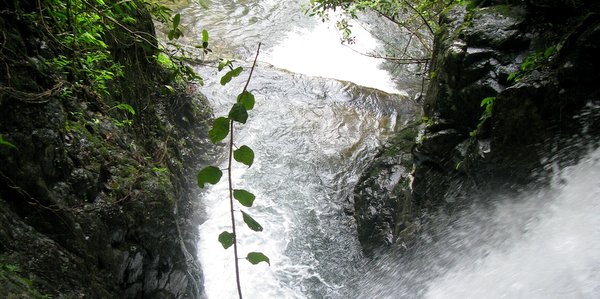 view looking down tiers kheeri phet waterfall