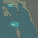 Koh Mak map with ferry speedboat-routes