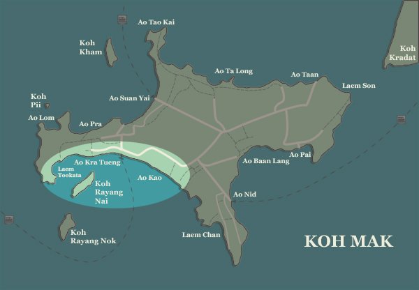 map koh mak ao kao beach