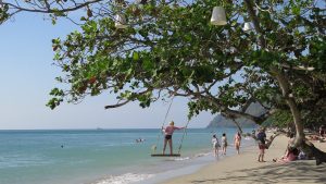 kis paying white sand beach koh chang